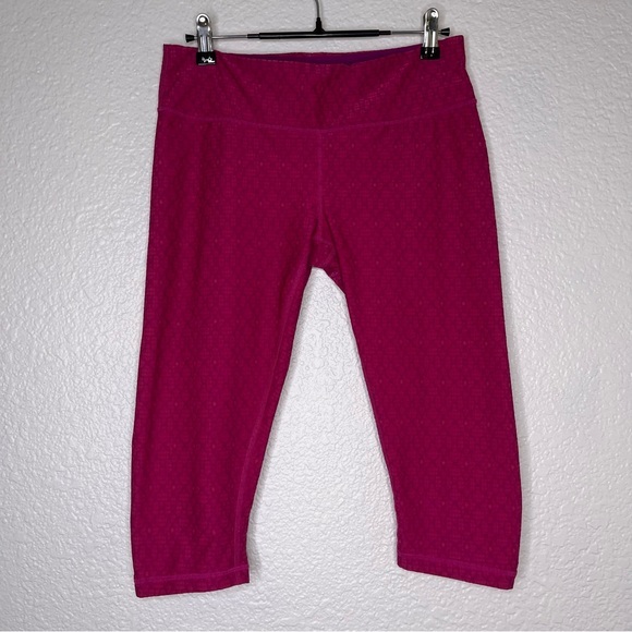Prana Misty Knicker Pink Jacquard Cropped Leggings‎ Size Medium - Picture 3 of 10